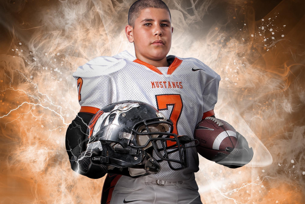 Youth football player portrait